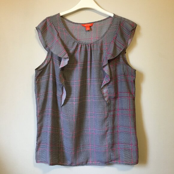 Joe Fresh Tops - Plaid & Puppytooth Ruffled Sleeveless Blouse